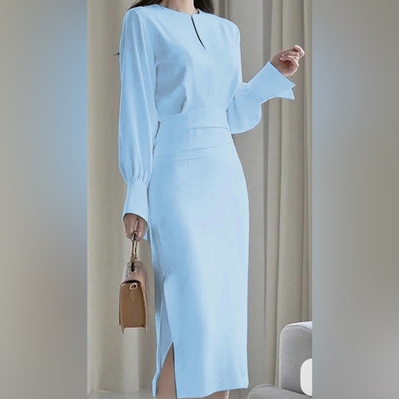 STYLEWE Blue Bishop Sleeve Sheath Dress - Picture 1 of 3
